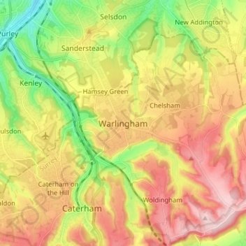 Warlingham topographic map, elevation, terrain