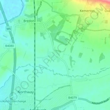 Kinsham topographic map, elevation, terrain