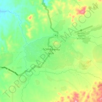 Barentu topographic map, elevation, terrain
