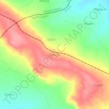 Mwogo topographic map, elevation, terrain