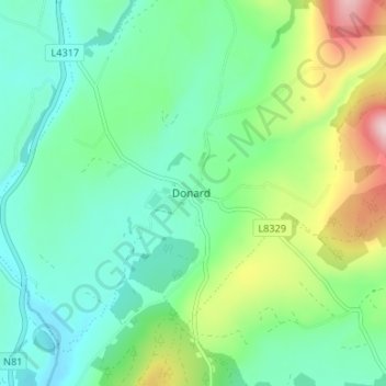 Donard topographic map, elevation, terrain