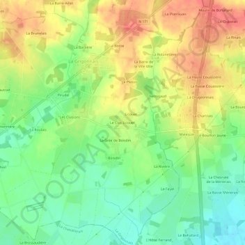 Le Clos Licouet topographic map, elevation, terrain