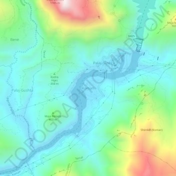 Koman topographic map, elevation, terrain