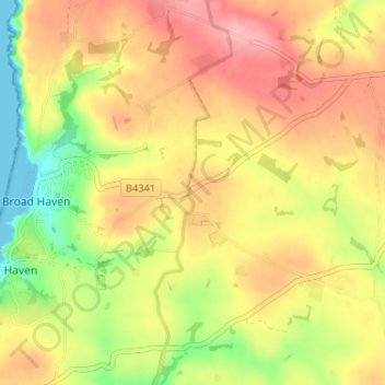 Broadway topographic map, elevation, terrain