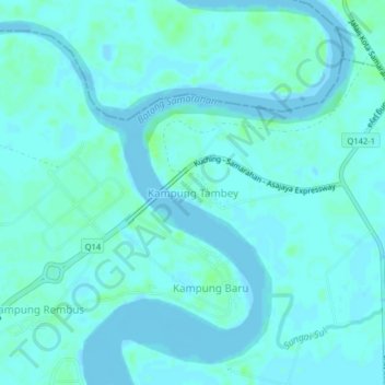 Kampung Tambey topographic map, elevation, terrain