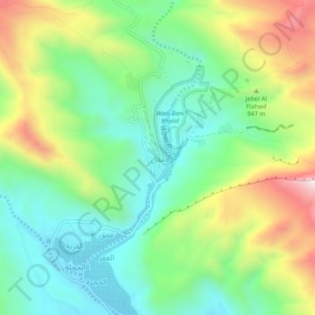 Muqal topographic map, elevation, terrain