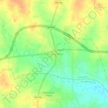 Perumanallur topographic map, elevation, terrain