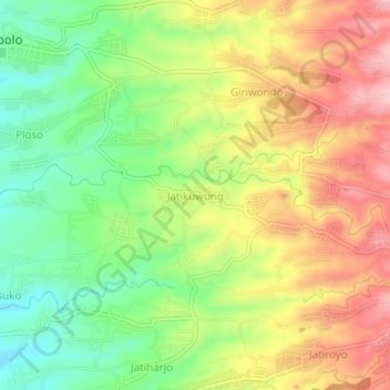 Jatikuwung topographic map, elevation, terrain