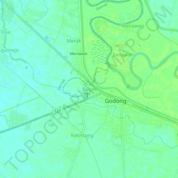 Bugel topographic map, elevation, terrain