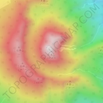 Mt. Myoko topographic map, elevation, terrain