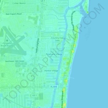 Pinehurst Village topographic map, elevation, terrain