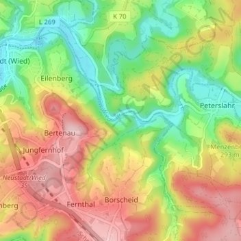 Mettelshahn topographic map, elevation, terrain