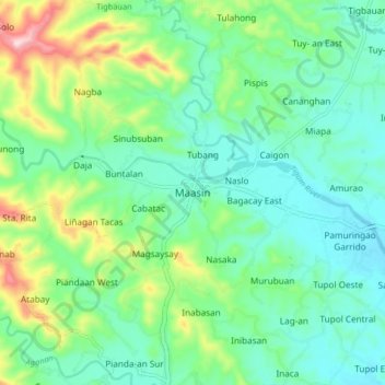 Maasin topographic map, elevation, terrain