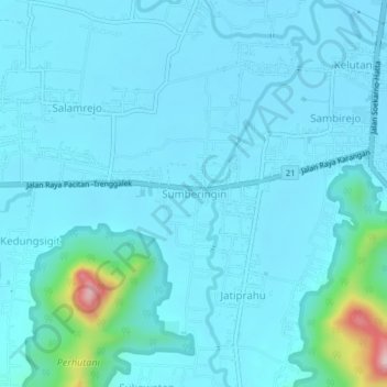 Sumberingin topographic map, elevation, terrain