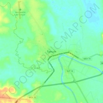 Tamuín topographic map, elevation, terrain