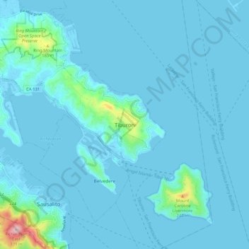 Tiburon topographic map, elevation, terrain