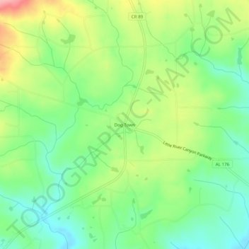 Dog Town topographic map, elevation, terrain