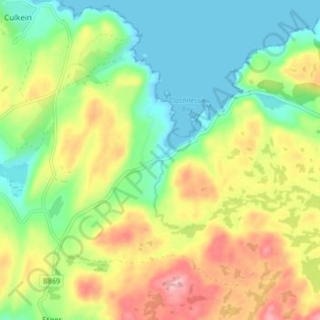 Clashnessie topographic map, elevation, terrain