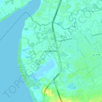 Khlong Tamru topographic map, elevation, terrain