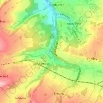 Thunderbridge topographic map, elevation, terrain