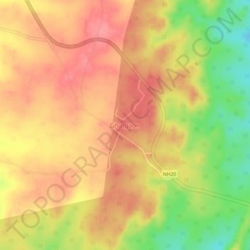 Ghatgaon topographic map, elevation, terrain