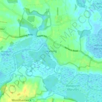 Horning topographic map, elevation, terrain