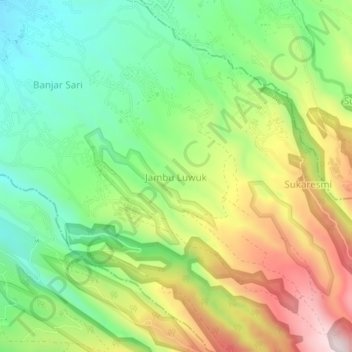 Jambu Luwuk topographic map, elevation, terrain