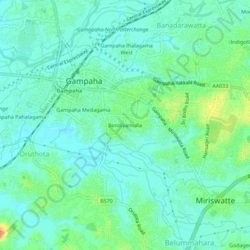 Bendiyamulla topographic map, elevation, terrain