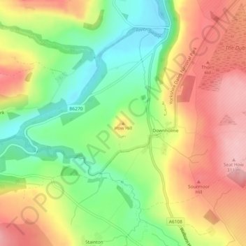 How Hill topographic map, elevation, terrain