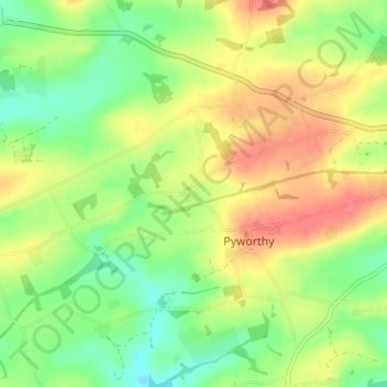 Derril topographic map, elevation, terrain