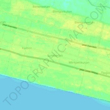 Sumberjati topographic map, elevation, terrain