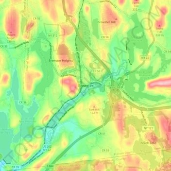Brewster topographic map, elevation, terrain