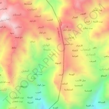 Al Mahalib topographic map, elevation, terrain