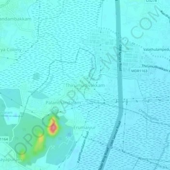 Thirumudivakkam topographic map, elevation, terrain
