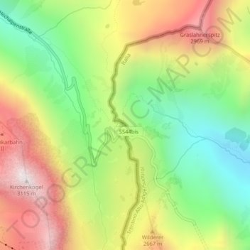 Timmelsjoch - Passo Rombo topographic map, elevation, terrain