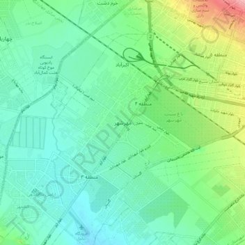 Mehrshahr topographic map, elevation, terrain
