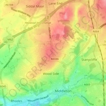 Top of Hebers topographic map, elevation, terrain