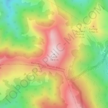Saioa topographic map, elevation, terrain