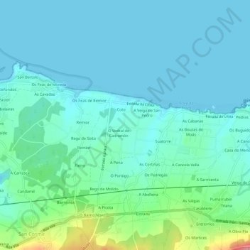 As Brañas topographic map, elevation, terrain