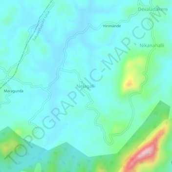 Nelagalli topographic map, elevation, terrain