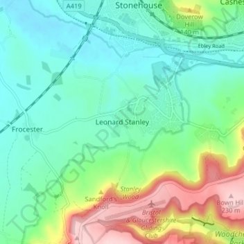 Leonard Stanley topographic map, elevation, terrain