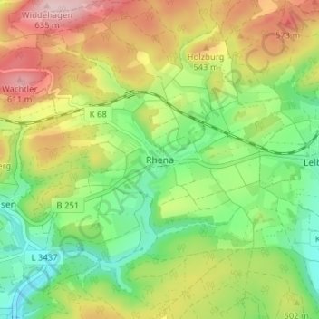 Rhena topographic map, elevation, terrain