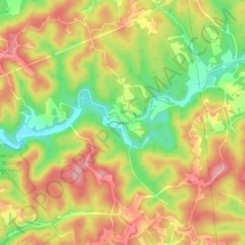 Twiggs topographic map, elevation, terrain