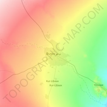 Burao topographic map, elevation, terrain