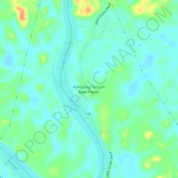 Kampung Tengah Batu Papan topographic map, elevation, terrain