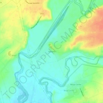 Persano topographic map, elevation, terrain