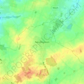 Neufmaison topographic map, elevation, terrain