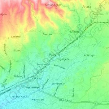 Patrang topographic map, elevation, terrain