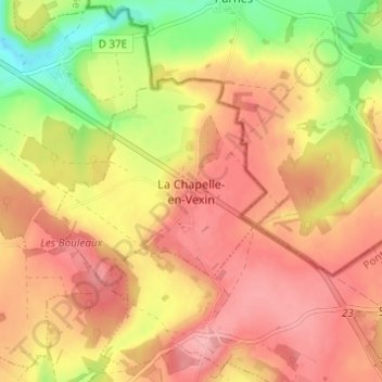 La Chapelle-en-Vexin topographic map, elevation, terrain