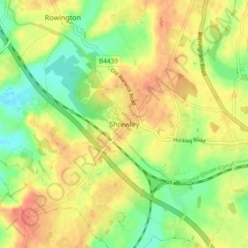 Shrewley topographic map, elevation, terrain